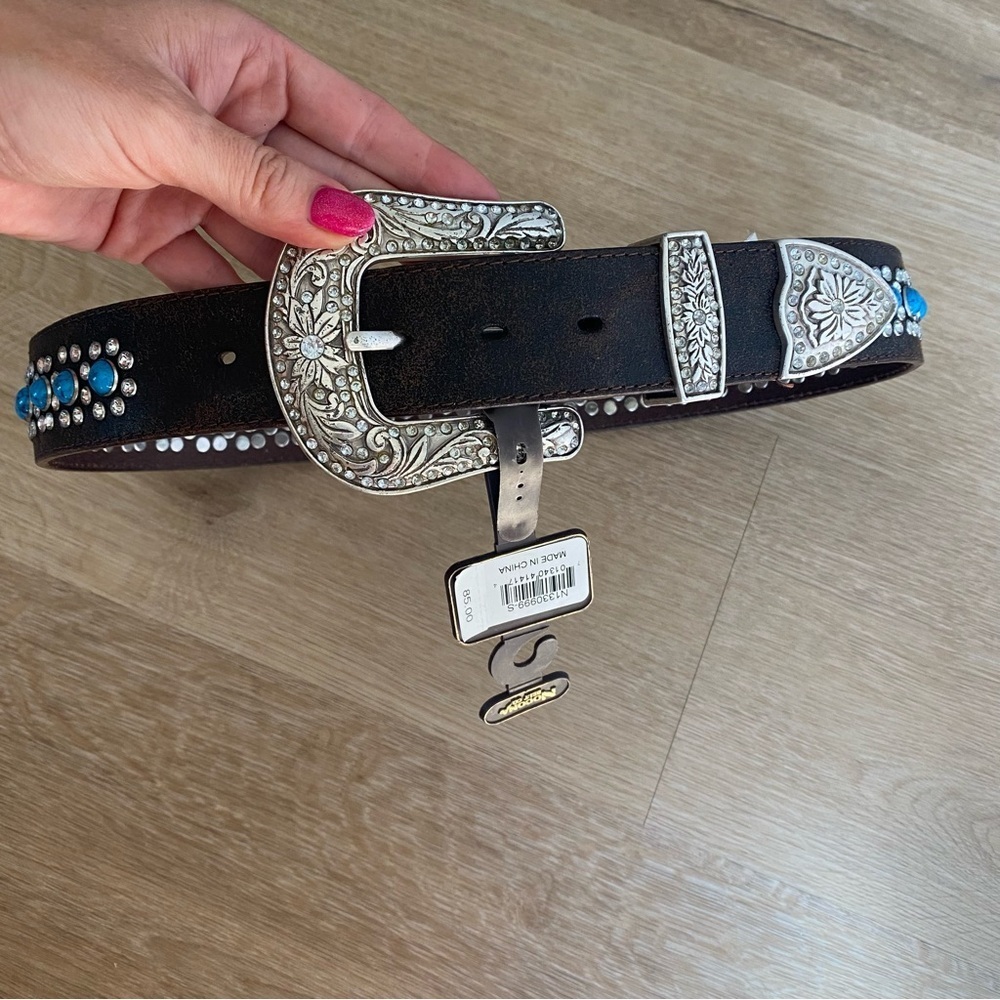 NEW Nocona Turquoise Beaded Leather Western Belt